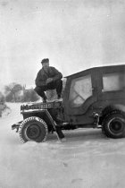 Carlton Weakley, USAAF, on jeep